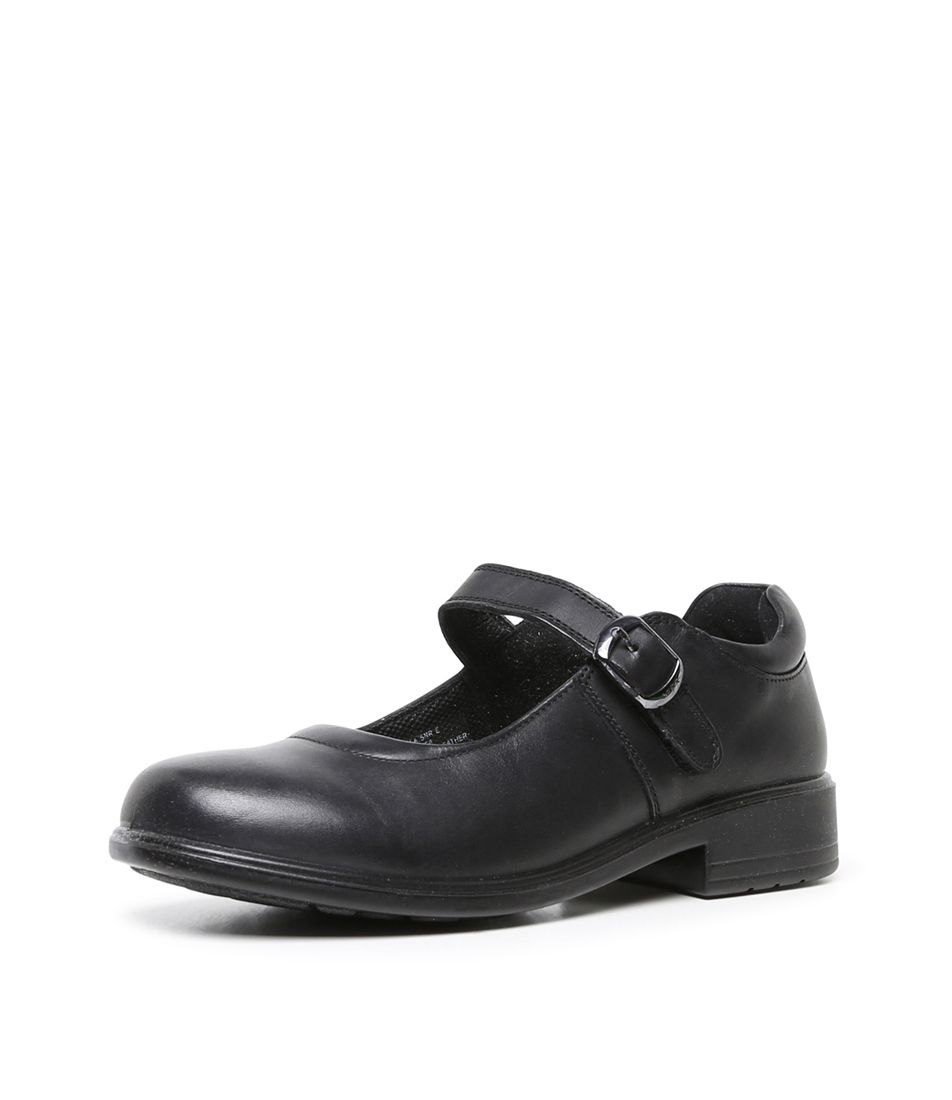MILLA SNR E BLACK LEATHER SCHOOL SHOES