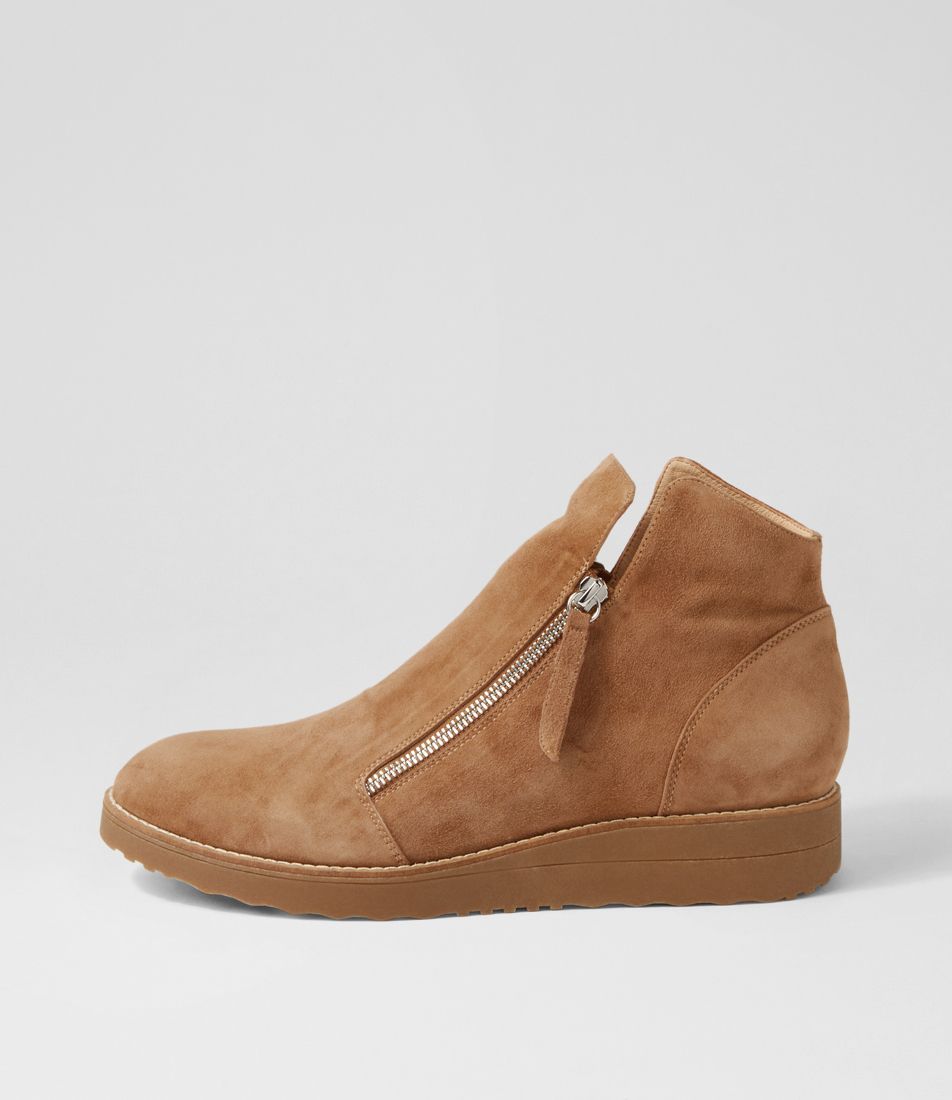 Ohmy Lrg Light Choc Suede Ankle Boots