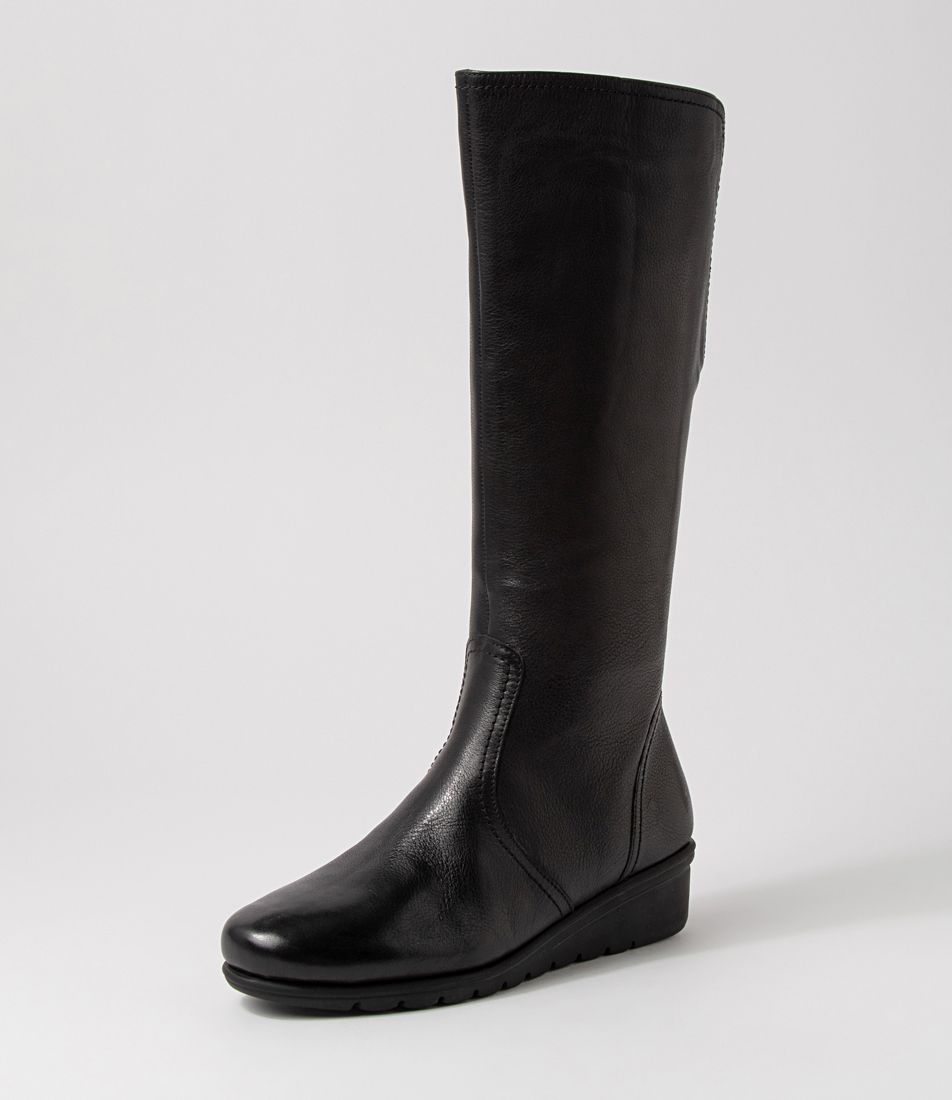 Lynia Black Leather Knee High Boots