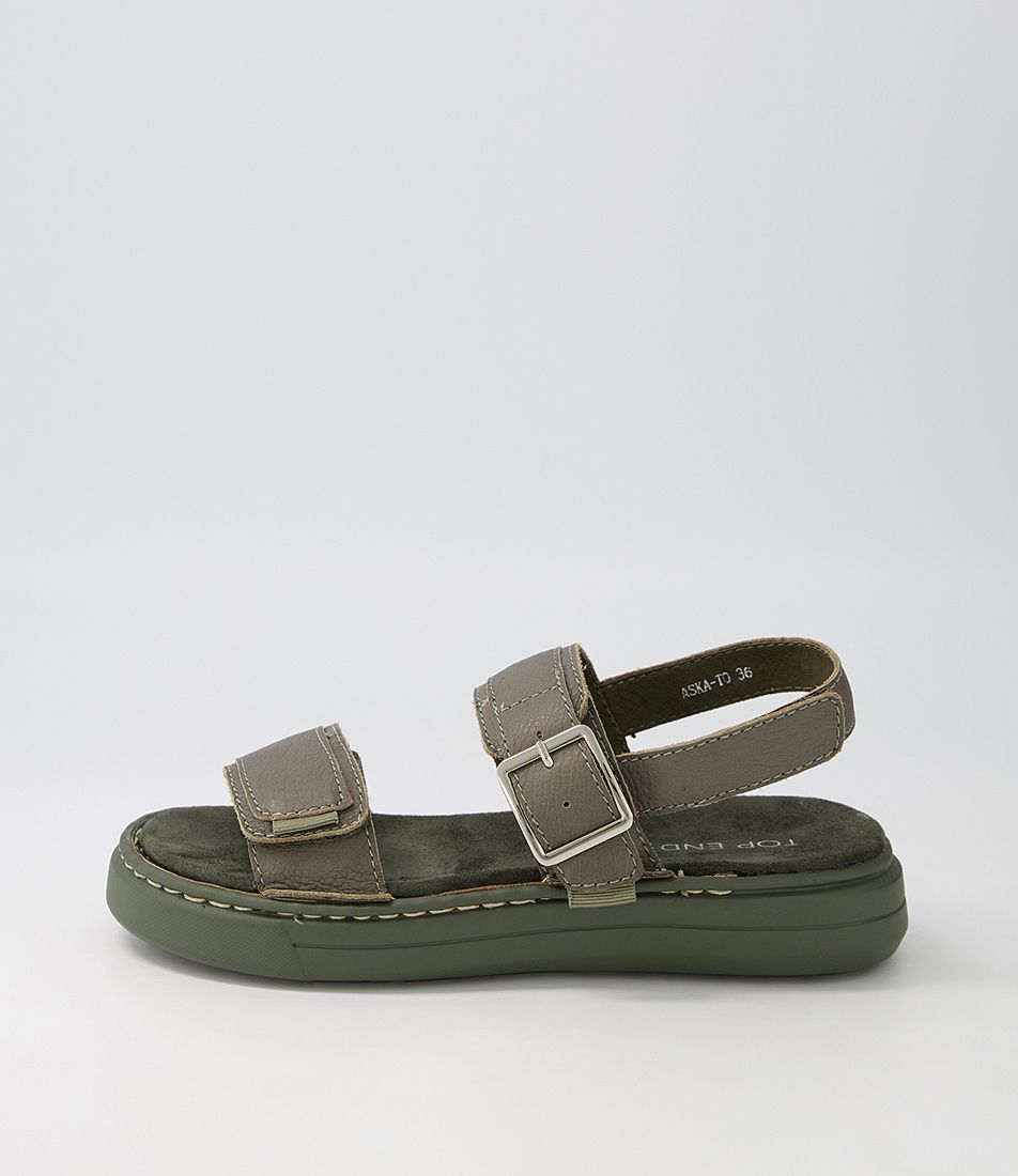 Aska Olive Leather Sandals