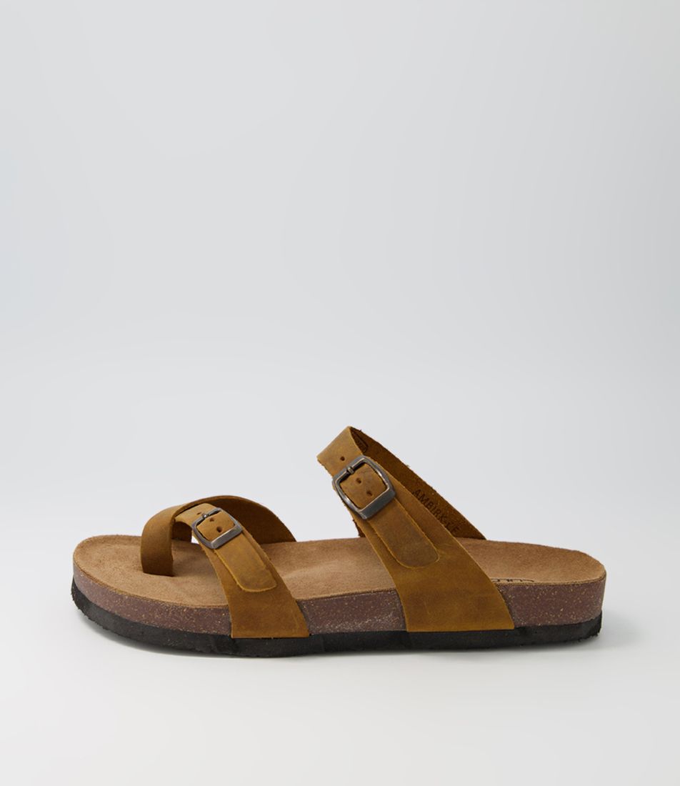 Ambirk Brown Crazyhorse Leather Sandals