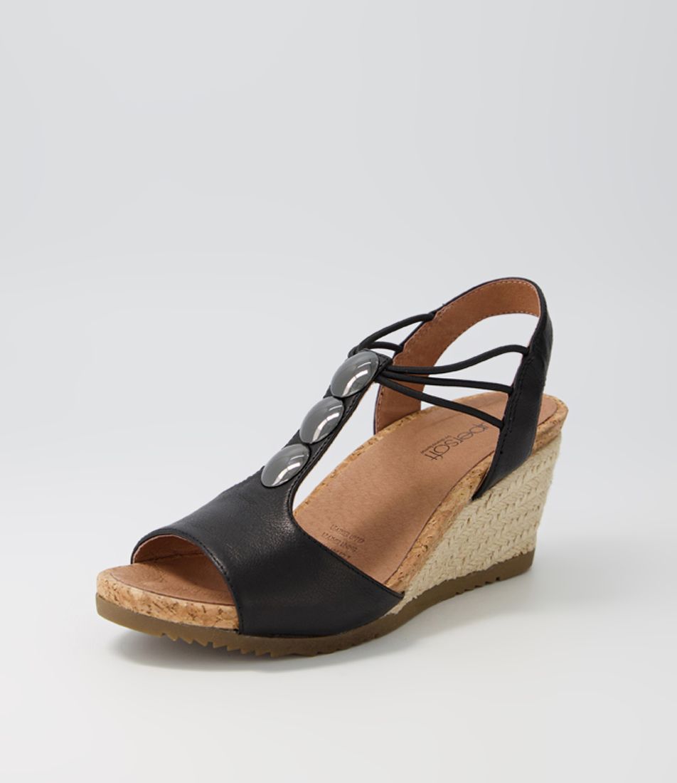 Arms Black Leather Sandals