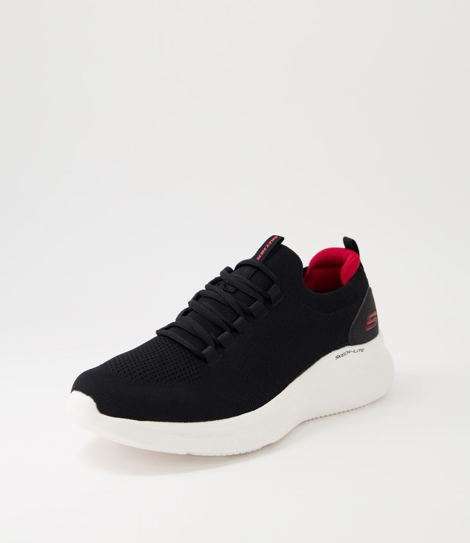 Skech Black Red Knit Sneakers