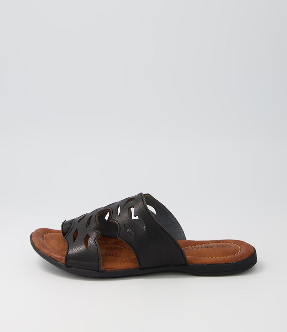 Kaboo Black Leather Slides