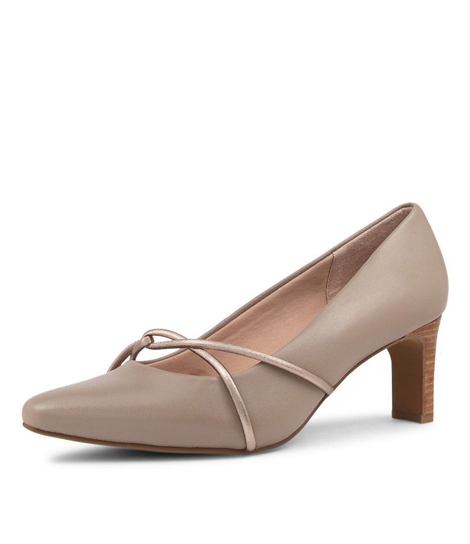 Nans Taupe Platinum Leather Heels