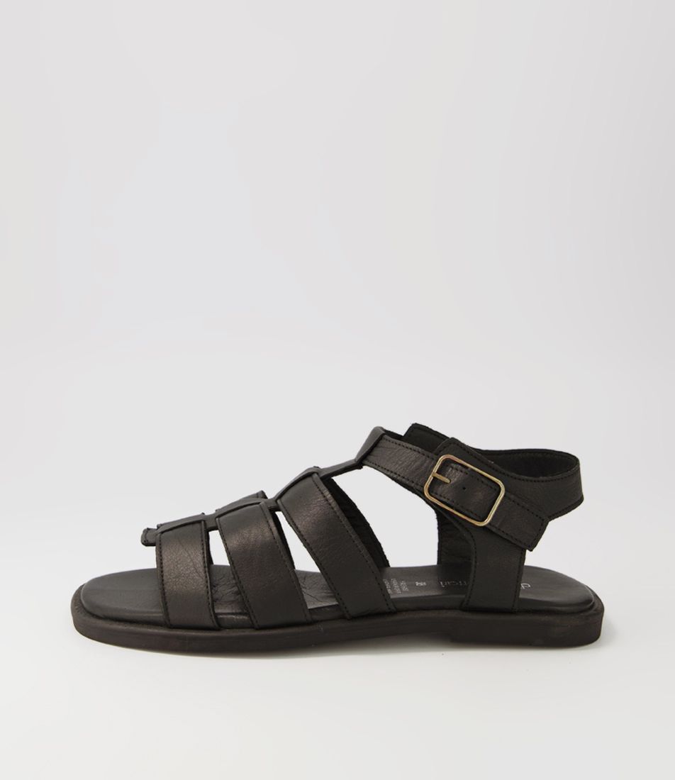 Hashar Black Leather Sandals