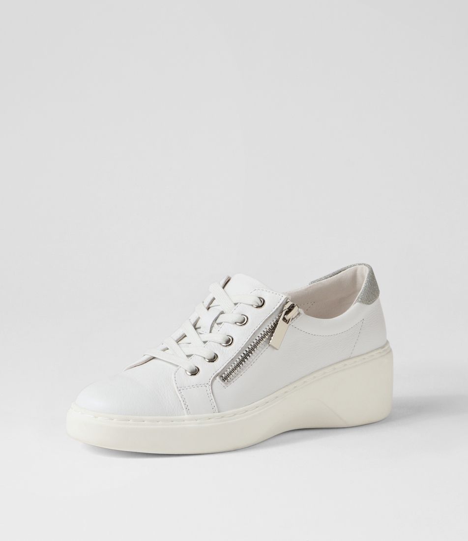 Storms White Silver Leather Suede Flat Shoes