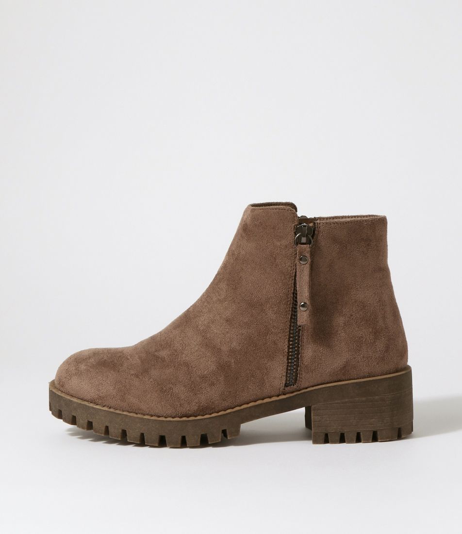 Ihola Taupe Microsuede Ankle Boots