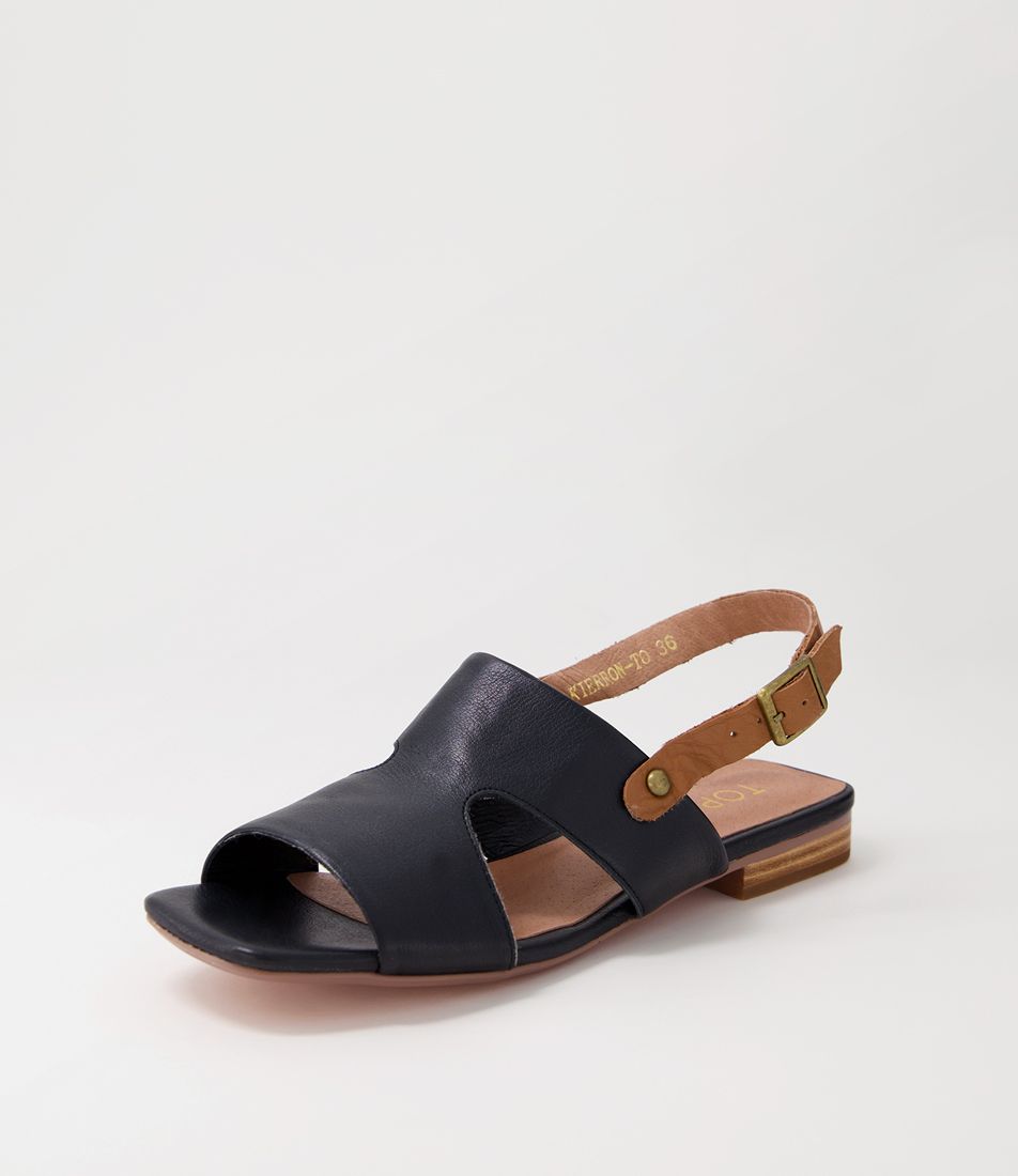 Kierron Black Dark Tan Leather Sandals