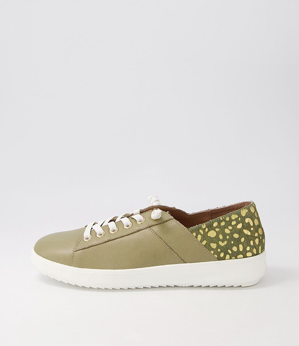 Zaylah Khaki Leopard Leather Pony Sneakers