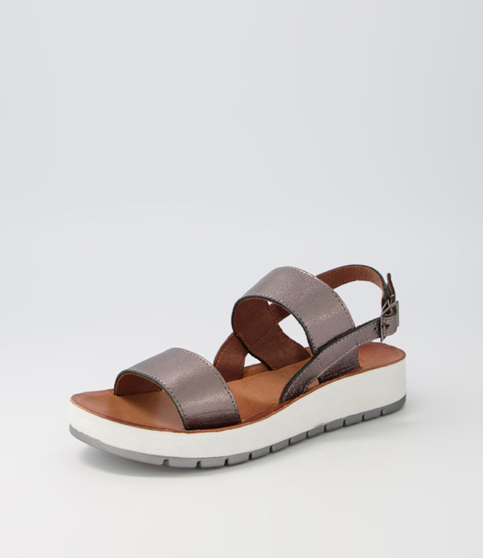 Kazz Pewter Leather Sandals