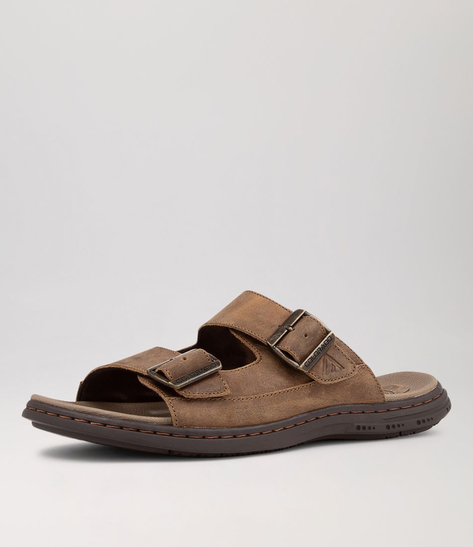 Dux Tobacco Crazyhorse Leather Slides