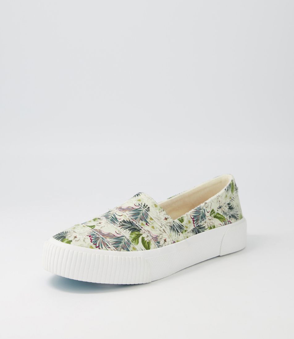 Carter Olive Oahu Floral Canvas Flat Shoes