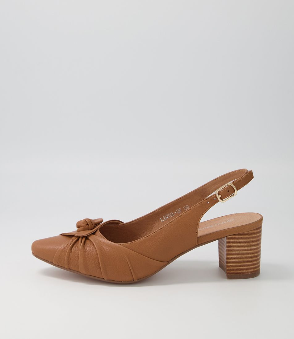 Lintal Dark Tan Natural Heel Leather Heels