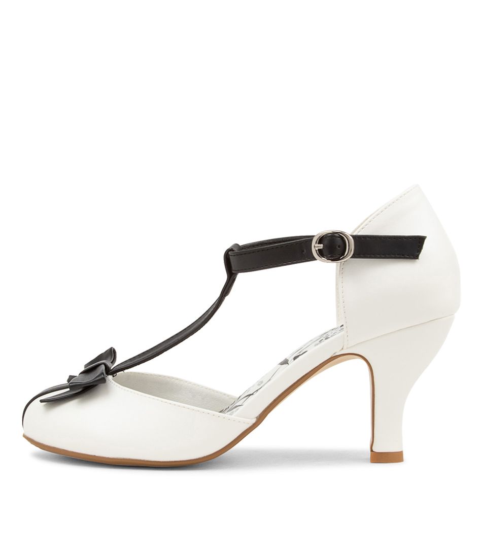 Mexie White Black Heels