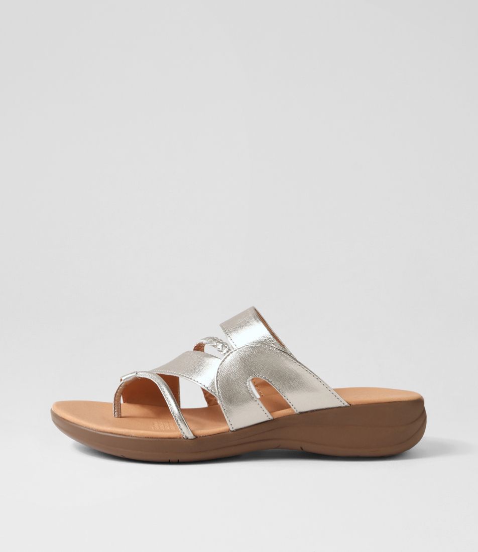 Mia Platinum Gum Sole Leather Slides