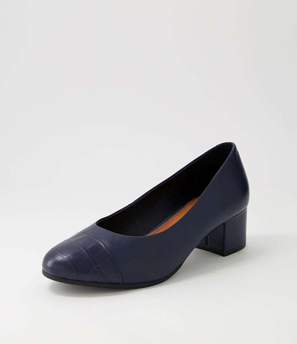 Mass Navy Croc Leather Heels