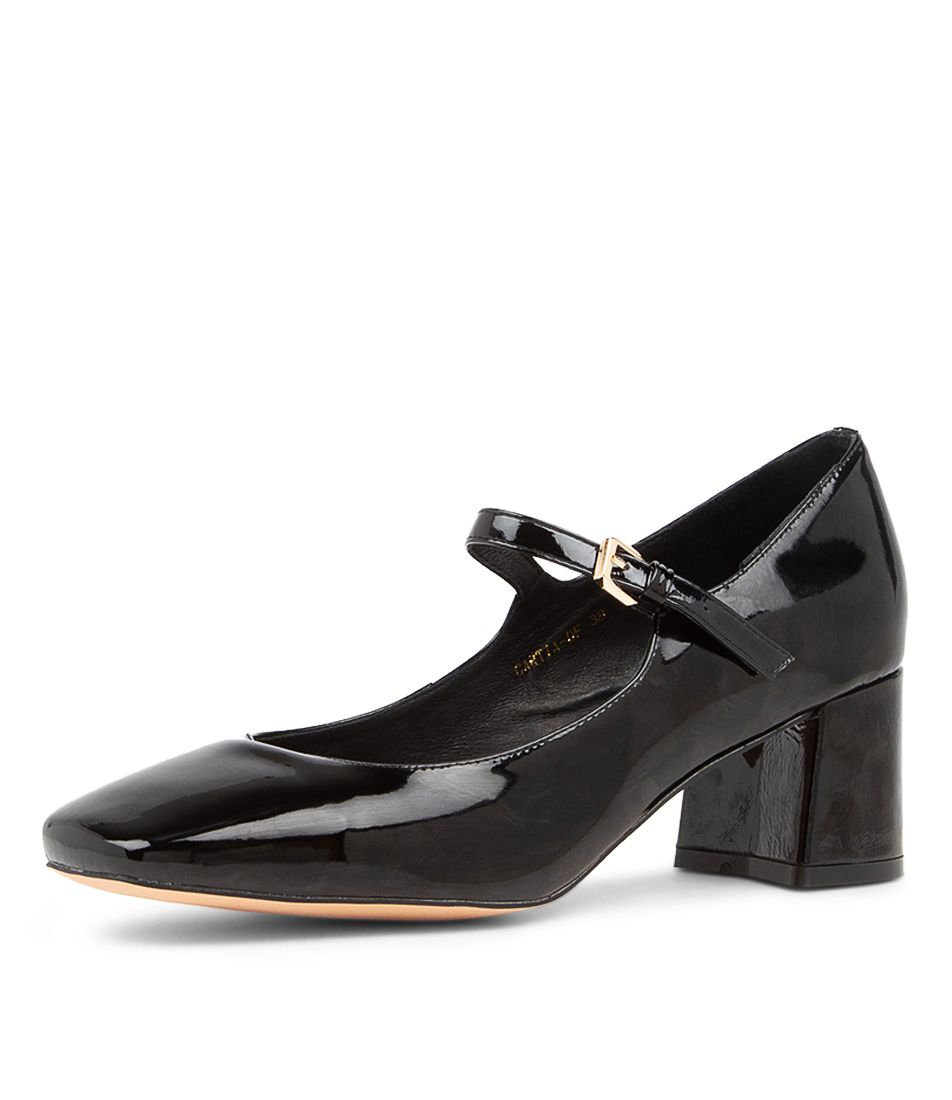 Cartia Black Patent Leather Mary Jane Heels