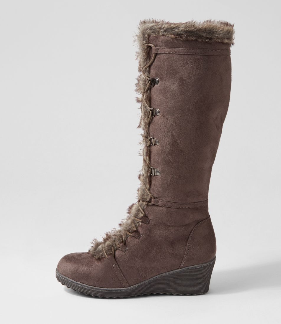 Tommilee Grey Microsuede Knee High Boots