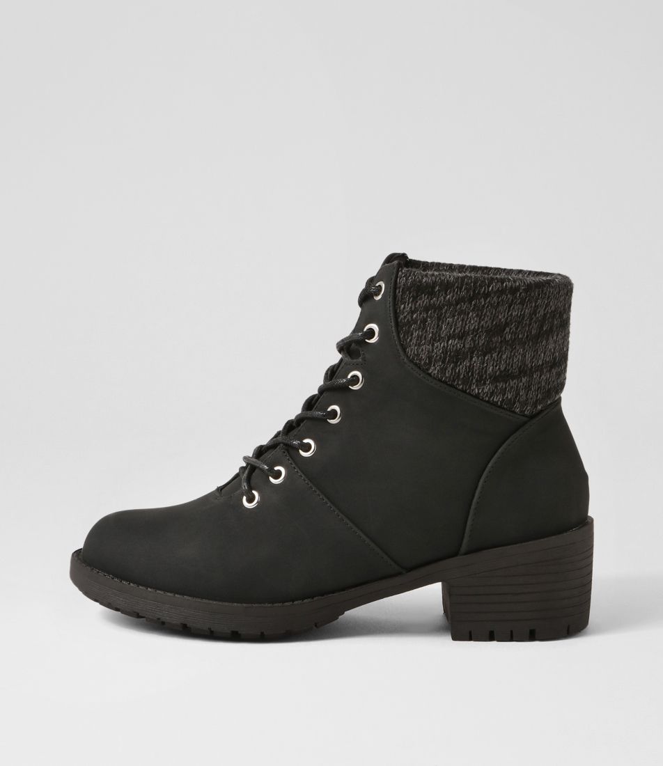 Asender Black Nubuck Pu Ankle Boots
