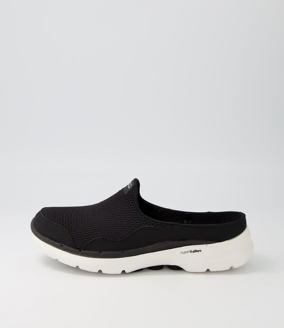 Go Walk 6 Black White Mesh Sneakers