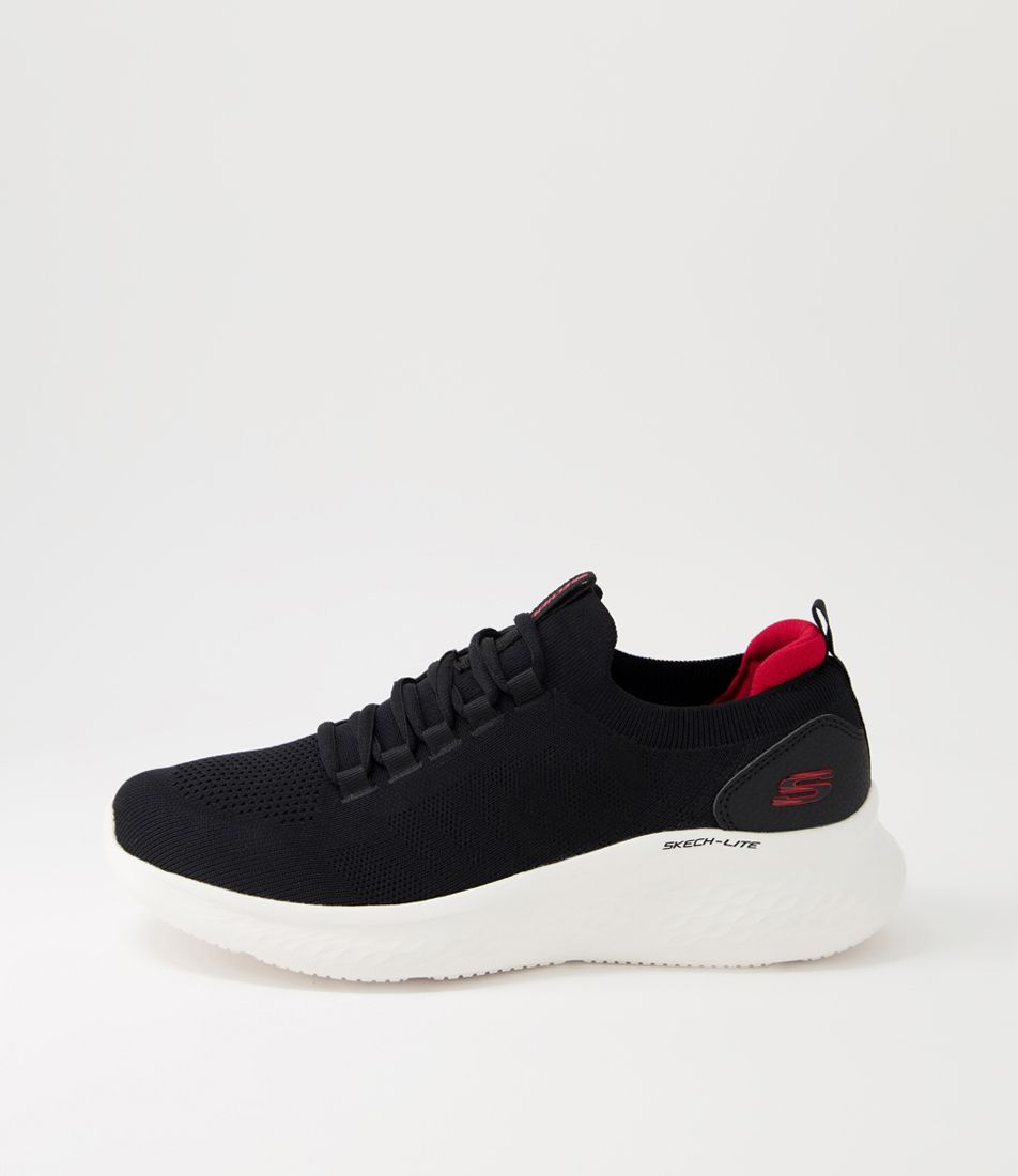 Skech Black Red Knit Sneakers