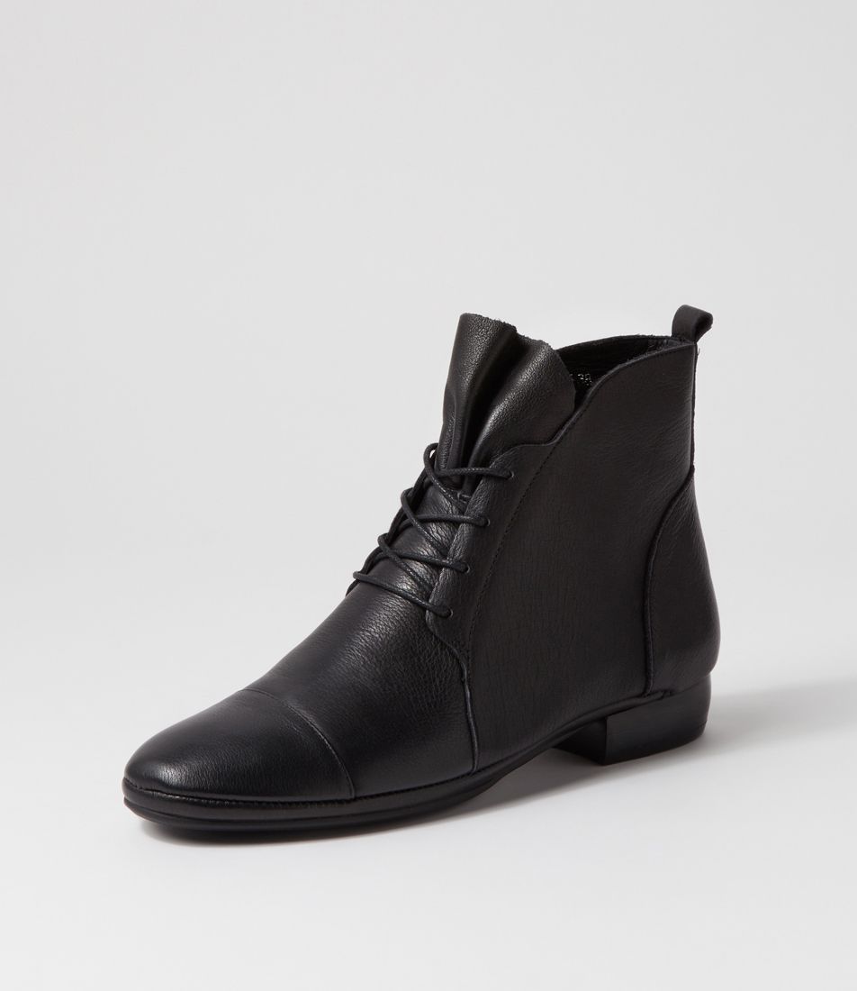 Reid Black Leather Lace Up Ankle Boots