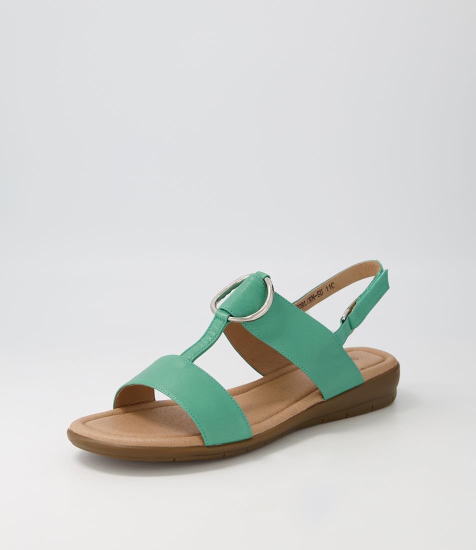 Forlorn Light Emerald Leather Sandals