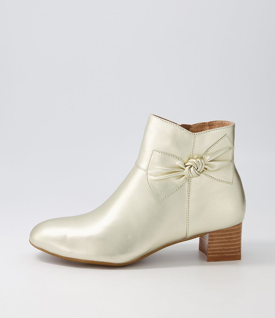 Karate Pale Gold Leather Ankle Boots