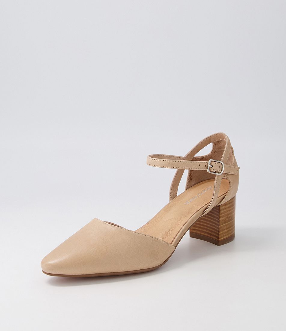 Loctavia Latte Natural Heel Leather Heels