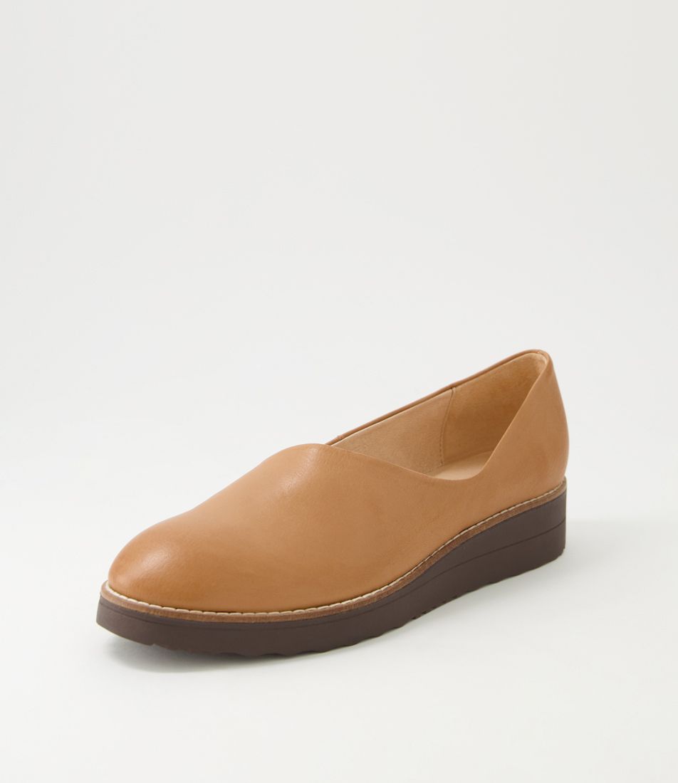 Ohdear Dark Tan Choc Leather Flat Shoes