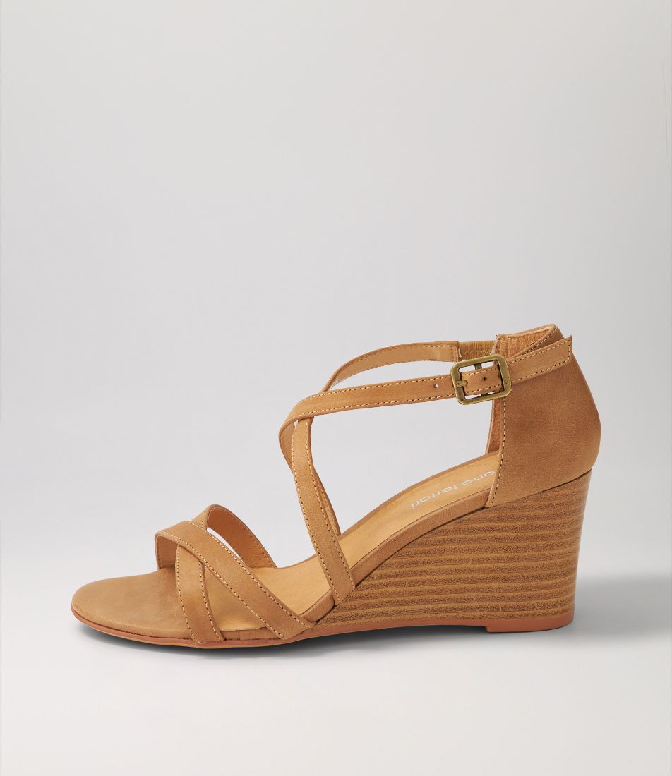 Scala Light Tan Natural Heel Leather Sandals