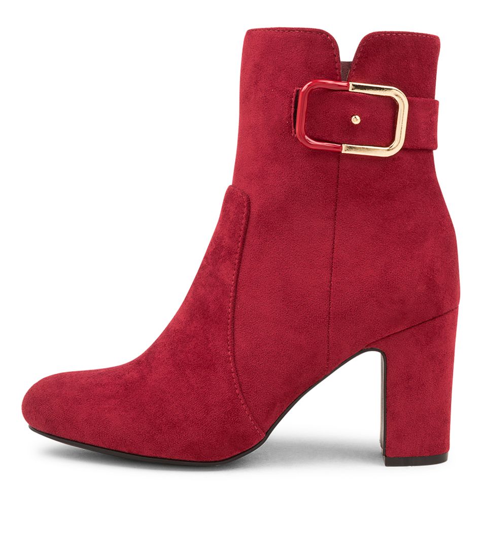 SHIPPA Wine Microsuede Ankle Boots