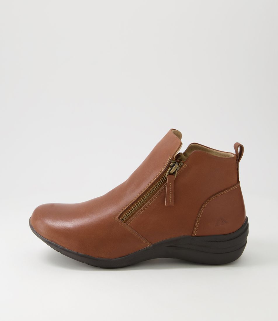 Bouse Dark Tan Leather Ankle Boots