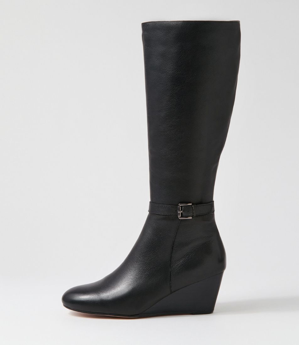 Leland Black Leather Knee High Boots