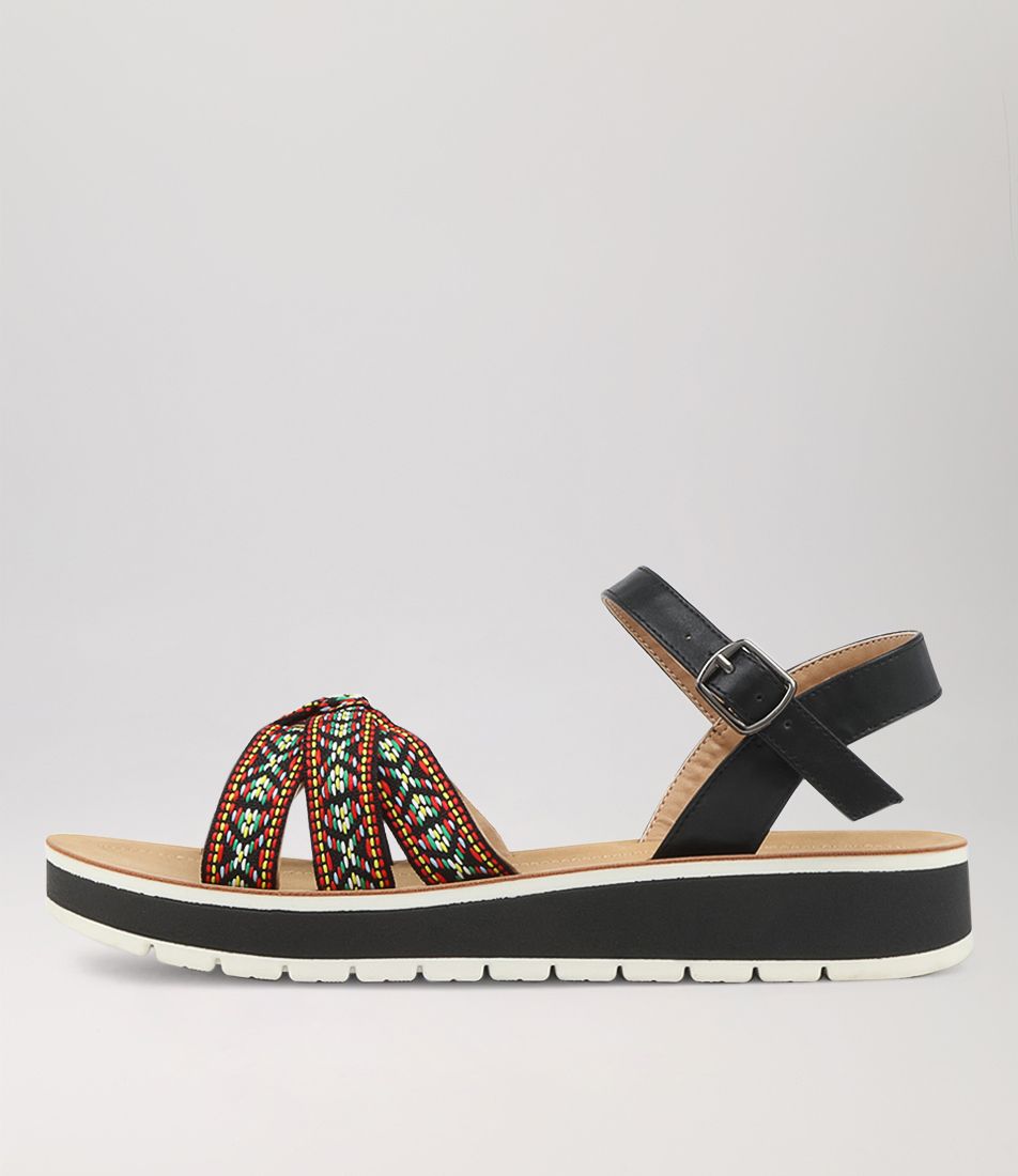 Eseam Black Multi Sandals