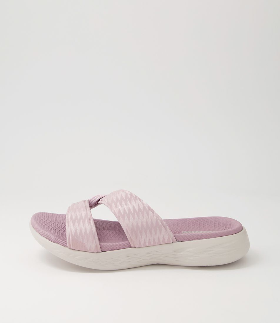 On Mauve Fabric Slides