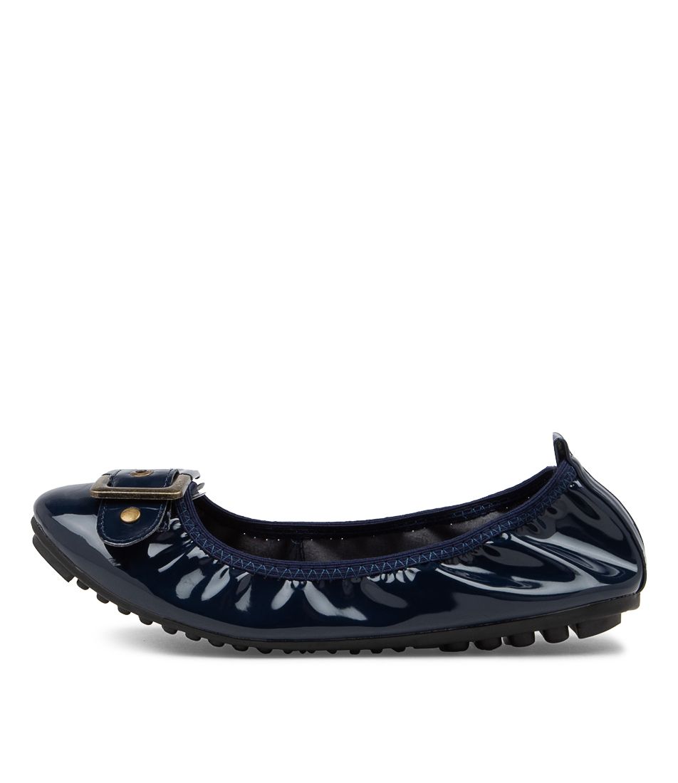 Cory Navy Patent Synthetic Ballet Flats