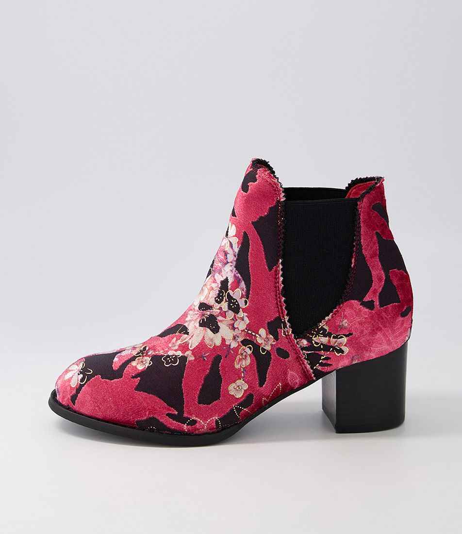 Jalises2 Wine Burnout Velvet Chelsea Boots