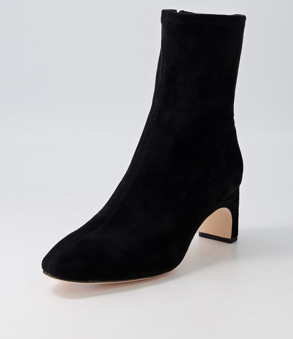 Sarski Black Stretch Microsuede Ankle Boots
