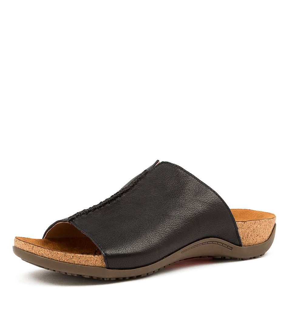 Edif Black Leather Slides