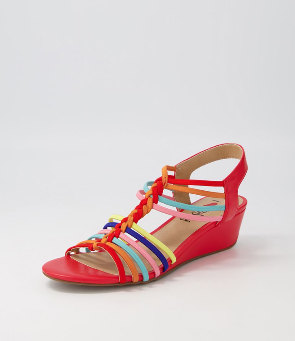 Brinker Red Multi Elastic Sandals