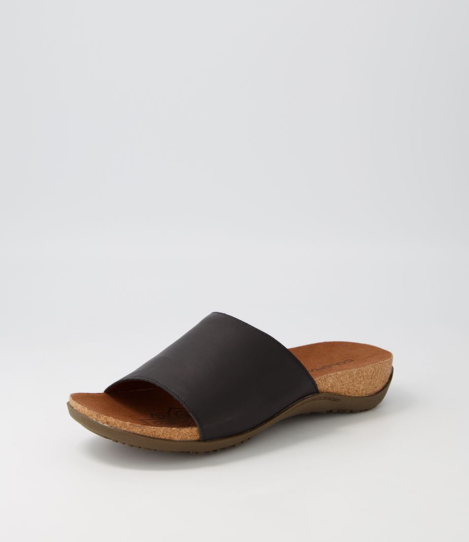 Existely Black Cf Leather Slides