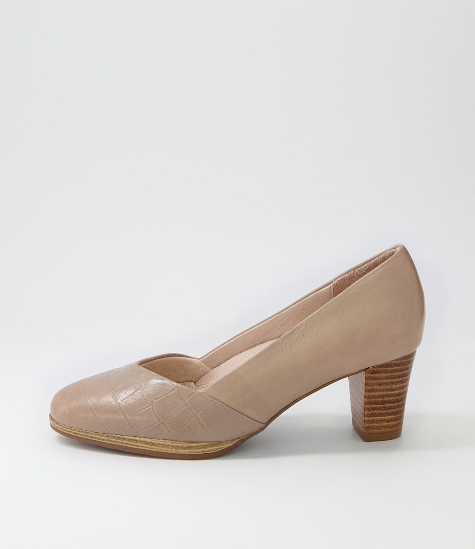 Denzil2 Light Taupe Croc Leather Heels