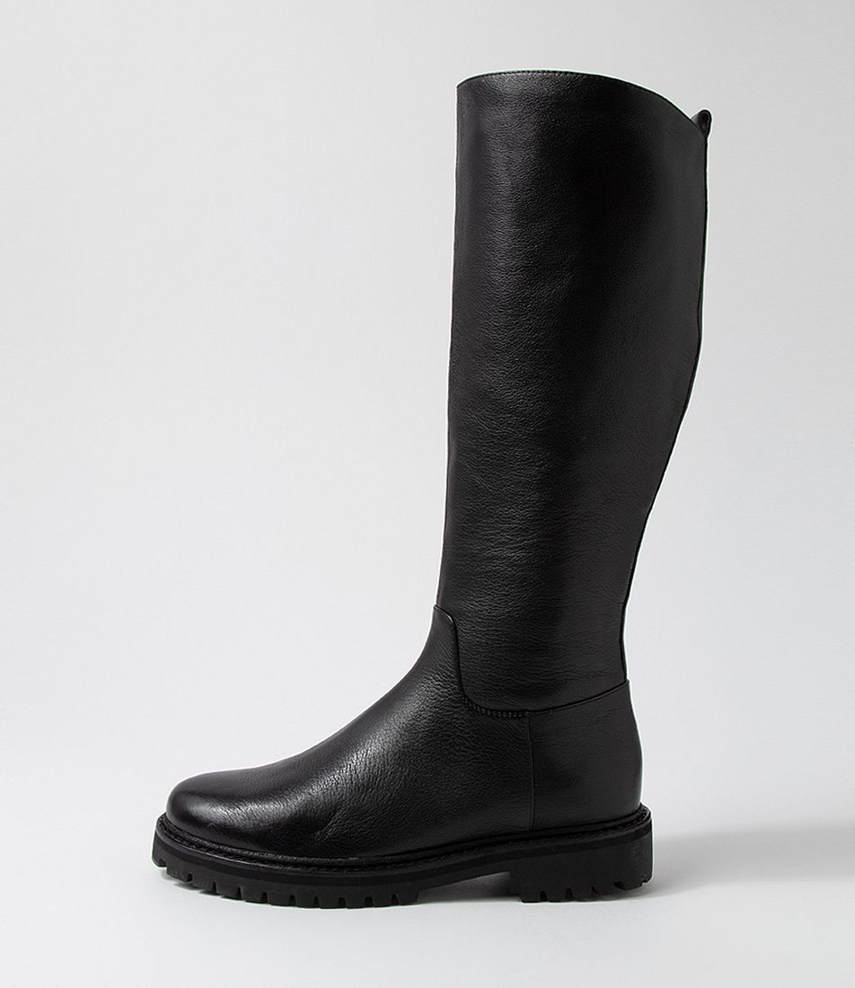Melbs Black Leather Knee High Boots