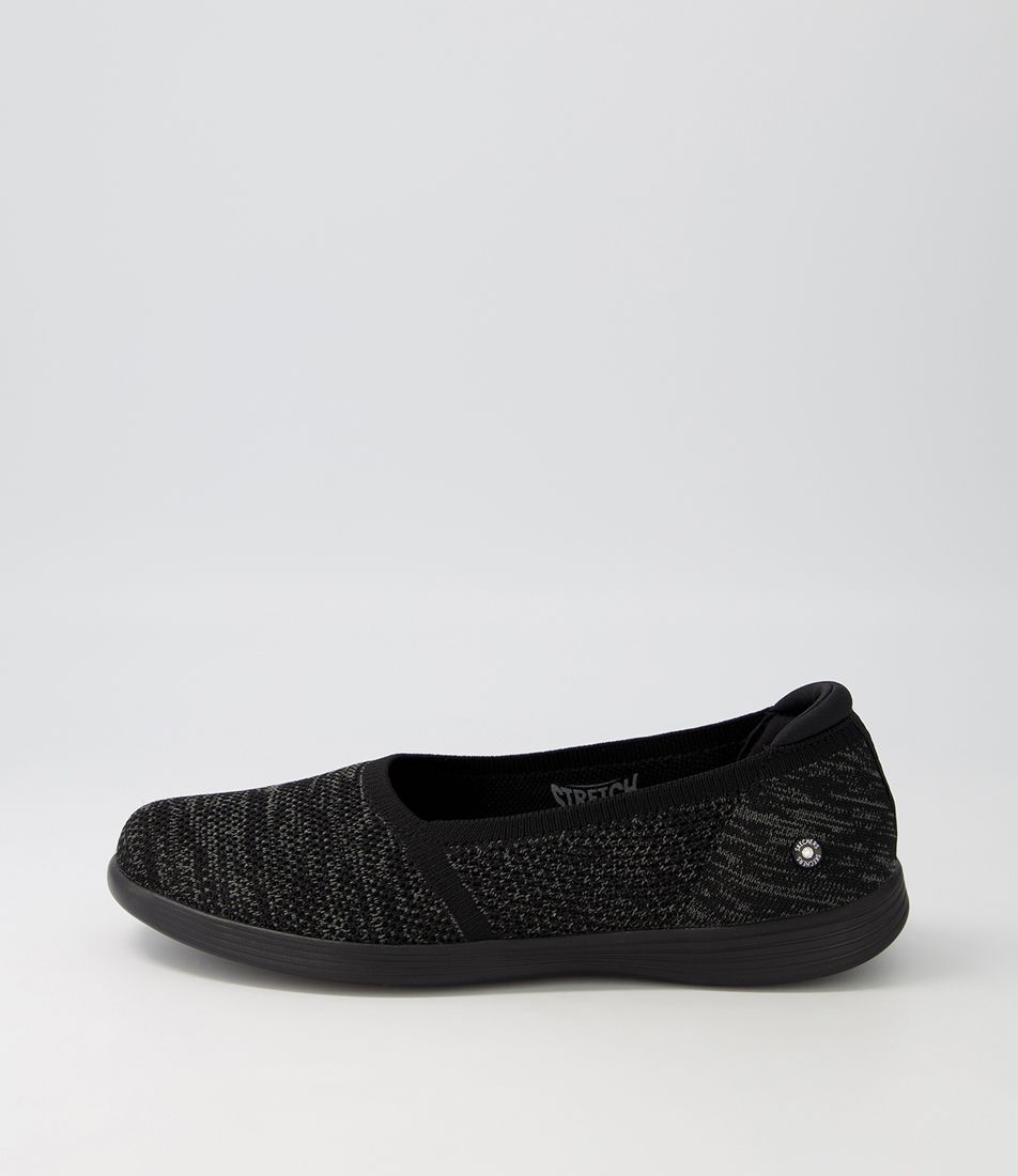 On Black Grey Textile Ballet Flats
