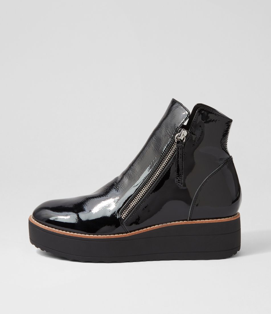 Nene Black Patent Leather Ankle Boots