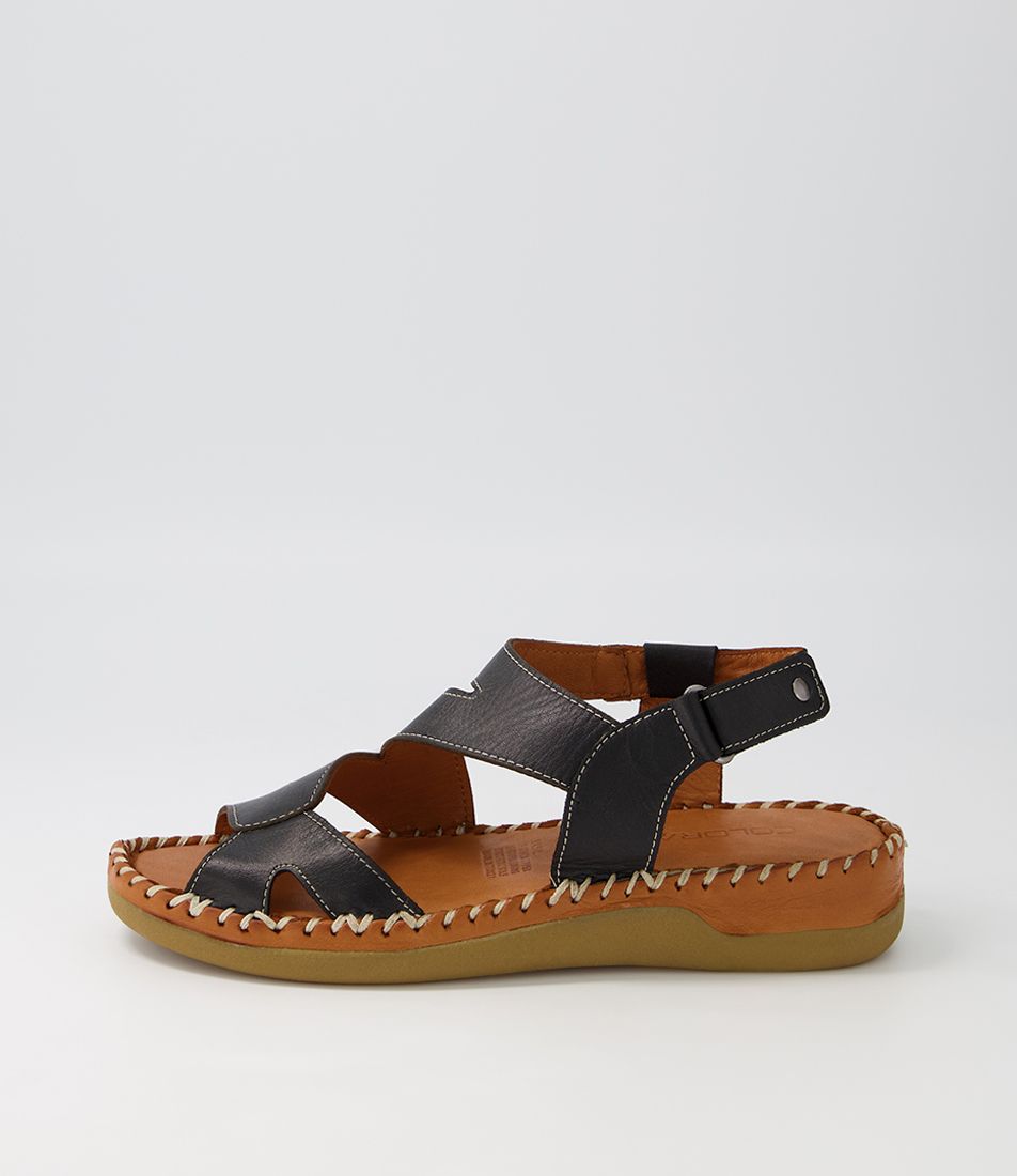 Yasil Black Leather Sandals