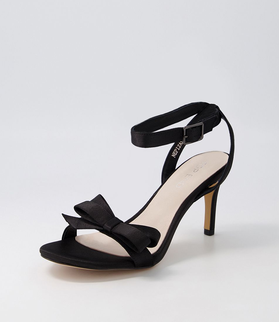 Nepizas Black Satin Sandals