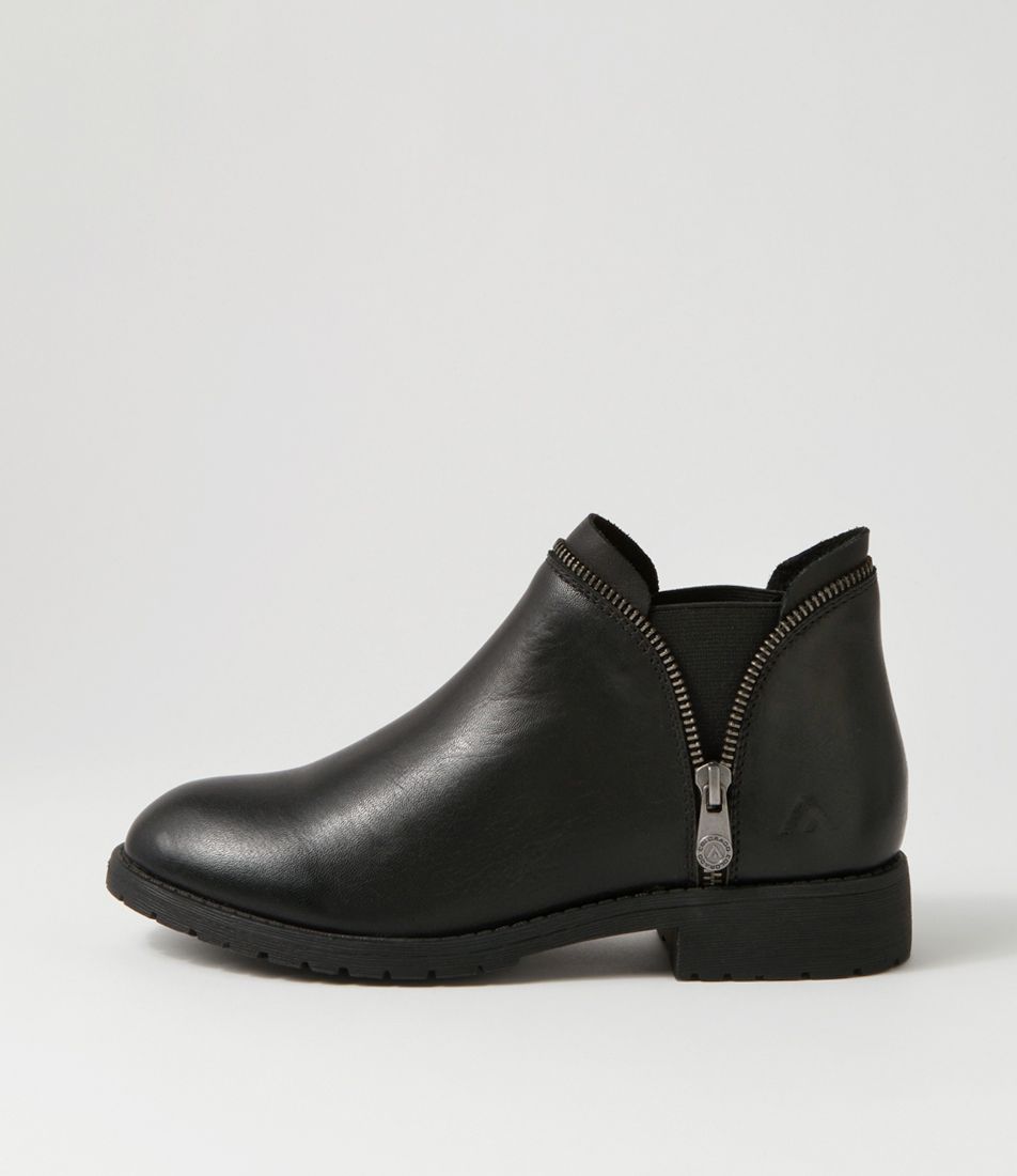 Kippsy Black Leather Ankle Boots